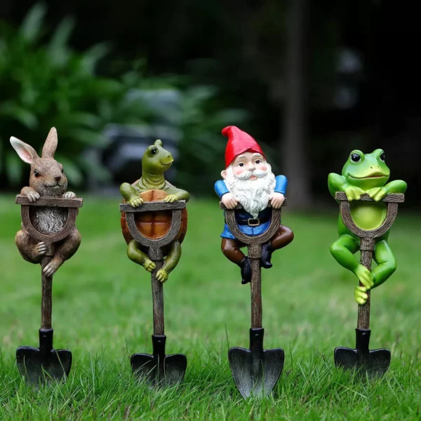 Charming Resin Animal Statues on Shovels - Image 2