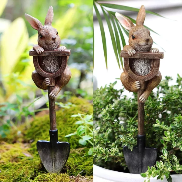 Charming Resin Animal Statues on Shovels - Image 4