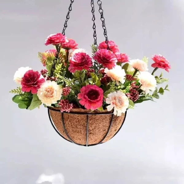 Elegant Metal Hanging Planter Baskets with Coconut Liner – Versatile Indoor/Outdoor Decor