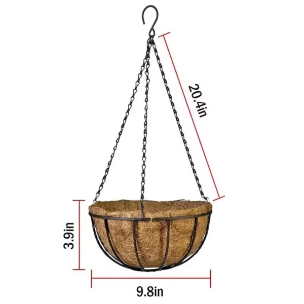 Elegant Metal Hanging Planter Baskets with Coconut Liner – Versatile Indoor/Outdoor Decor