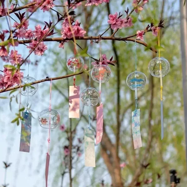 Japanese Cherry Blossom Glass Wind Chime