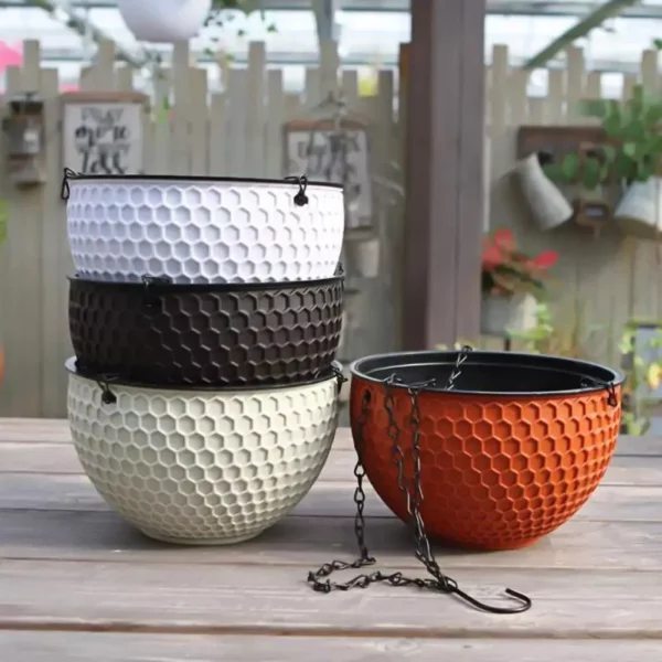 Honeycomb-Inspired Resin Hanging Flower Basket: Self-Watering, Eco-Friendly Design for Outdoor Gardens