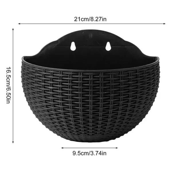 Elegant Semi-circular Rattan-Style Wall-Mounted Planter for Home and Garden