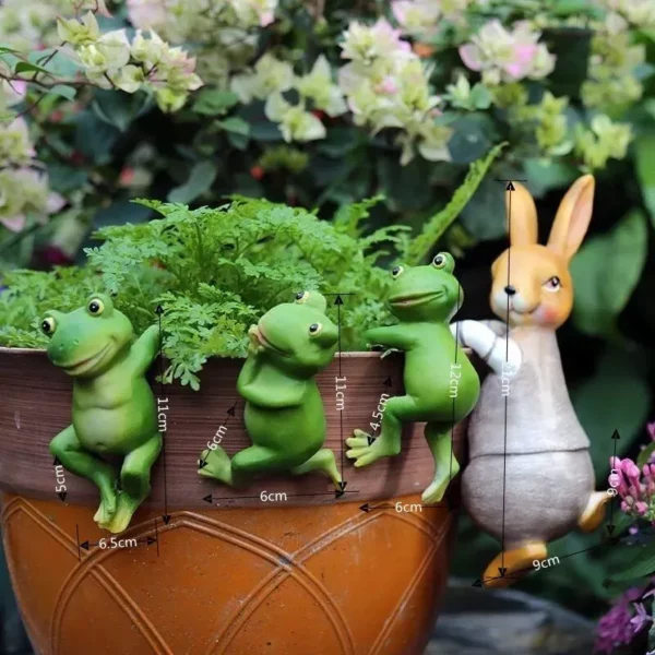 Charming Resin Frog Statue Plant Pot Hangers for Garden Decor - Image 7