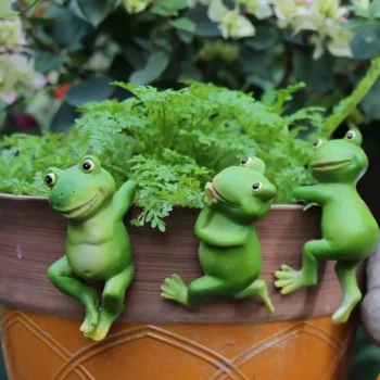 Charming Resin Frog Statue Plant Pot Hangers for Garden Decor