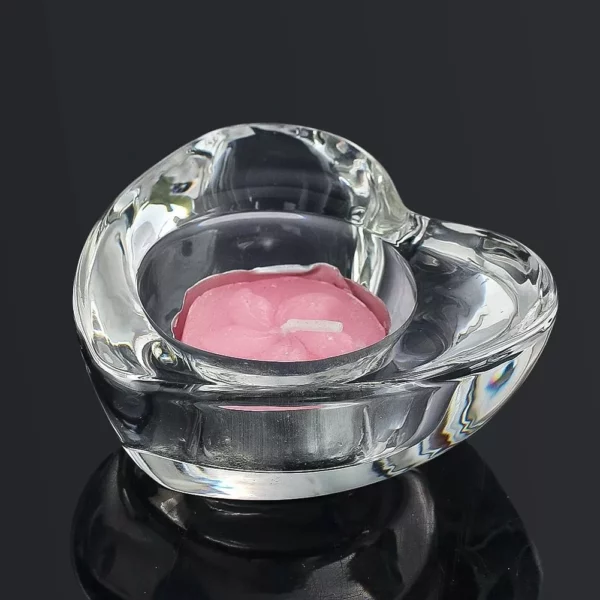 Glass Heart Tealight Candle Holder - Image 2