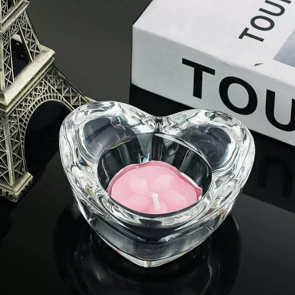 Glass Heart Tealight Candle Holder - Image 3