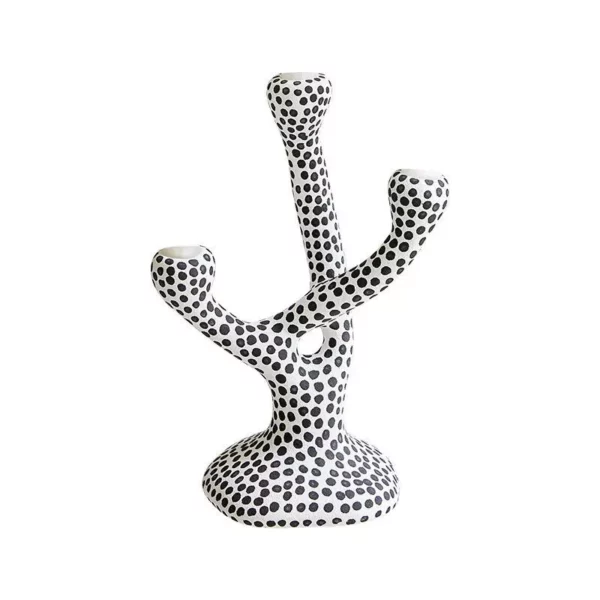 Modern Ceramic Candle Holder with Polka Dot Pattern