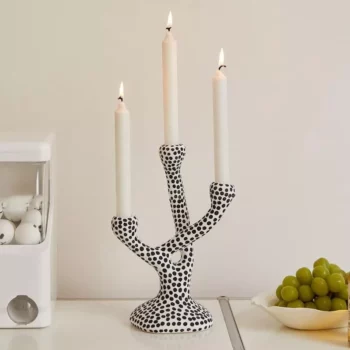 Modern Ceramic Candle Holder with Polka Dot Pattern