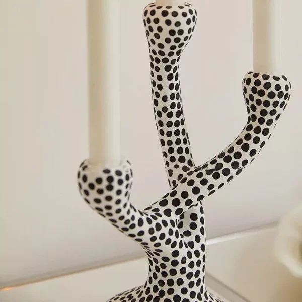 Modern Ceramic Candle Holder with Polka Dot Pattern - Image 5