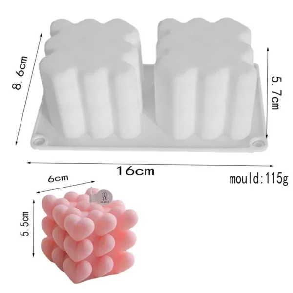 Heart-Shaped Love Cube Silicone Mold for Candles, Resin, and Baking - Image 5