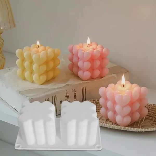 Heart-Shaped Love Cube Silicone Mold for Candles, Resin, and Baking