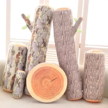 Nature-Inspired Plush Tree Stump Pillow