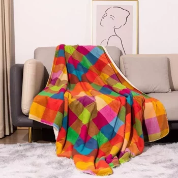 Luxurious Plaid Sherpa Plush Throw Blanket