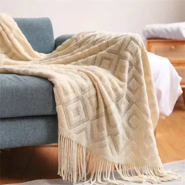 Luxurious Knitted Acrylic Sofa Blanket