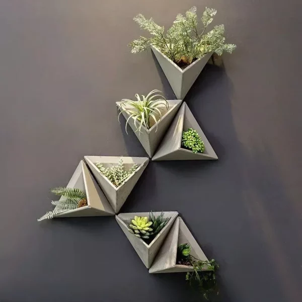 Modern Nordic Triangle Wall-Mounted Cement Flowerpot - Image 2