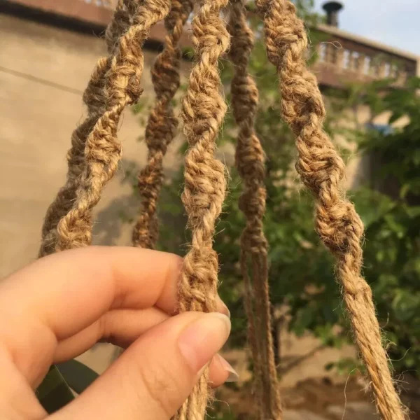 Eco-Friendly Macrame Jute Plant Hanger with Linen Pot Holder and Tray