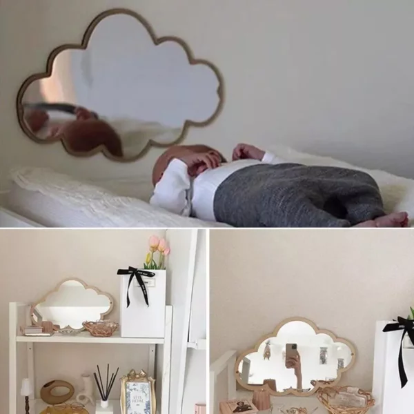 Cloud-shaped Mirror Wooden Frame Acrylic Makeup Mirror - Image 7