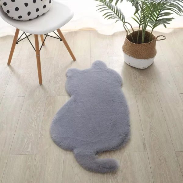 Funny Cute Cat Shape Rug Simulated Rabbit Hair Plush Carpet - Image 4