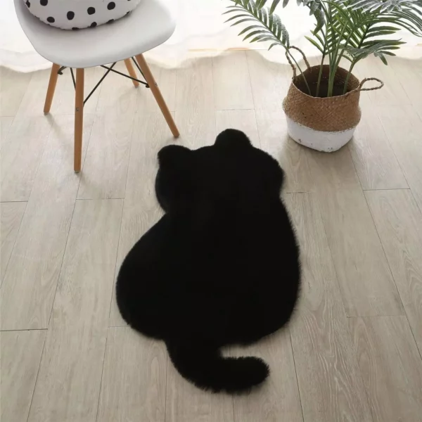 Funny Cute Cat Shape Rug Simulated Rabbit Hair Plush Carpet - Image 3