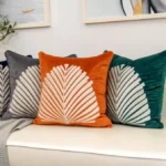 Luxury Modern Tree Leaves Embroidery Velvet Cushion Cover