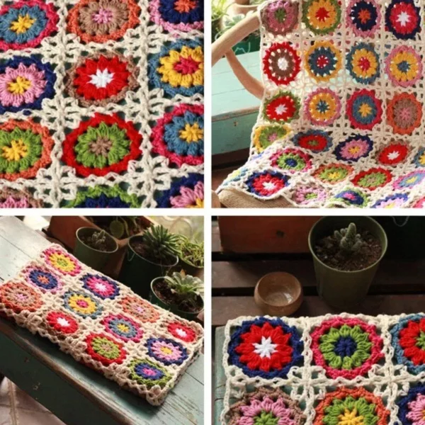 Boho Vintage Handmade Crochet Sofa Throw - Image 5