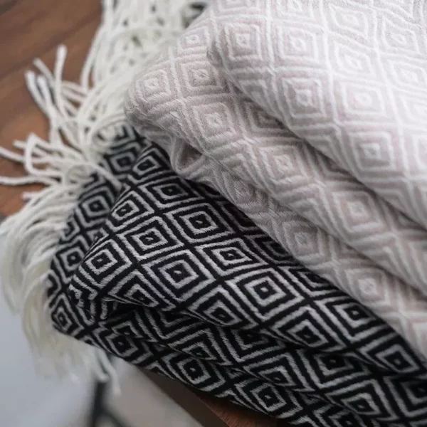 Diamond Lattice Fringe Throw Blanket - Image 7