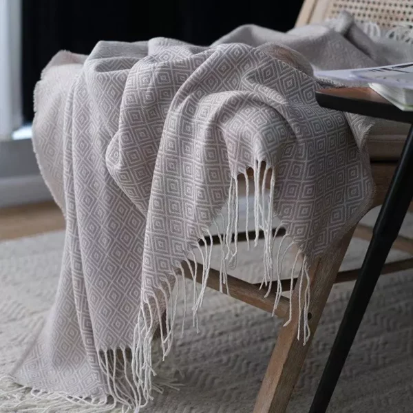 Diamond Lattice Fringe Throw Blanket - Image 4