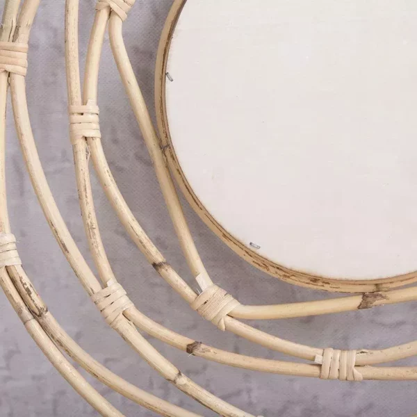 Handcrafted Rattan Round Wall Mirror