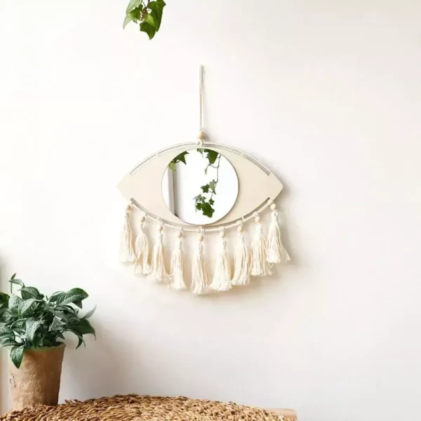 Bohemian Acrylic Mirror with Cotton Tassels