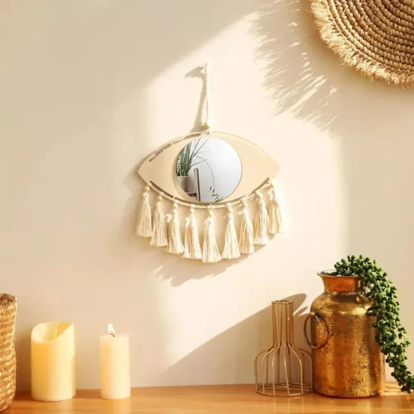 Bohemian Acrylic Mirror with Cotton Tassels