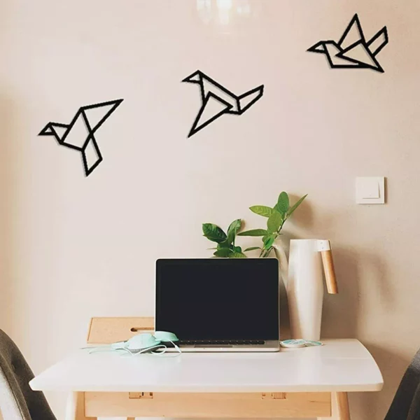 Geometric Origami Birds Metal Wall Art