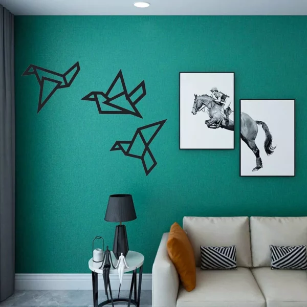 Geometric Origami Birds Metal Wall Art - Image 2