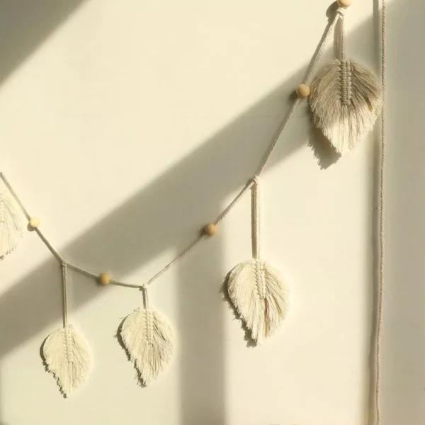 Bohemian Leaf Macrame Wall Hanging: Large Cotton Tapestry with Tassels for Home Decor