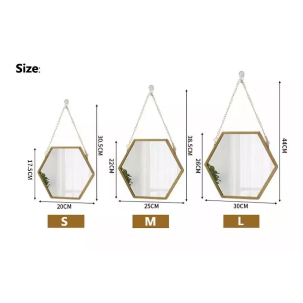 Hexagon Shape Decorative Mirror Wall Decor Makeup Hanging Mirror - Image 7