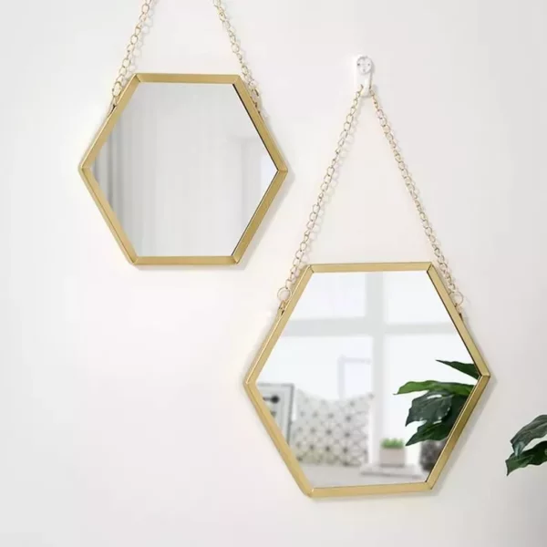 Hexagon Shape Decorative Mirror Wall Decor Makeup Hanging Mirror - Image 5