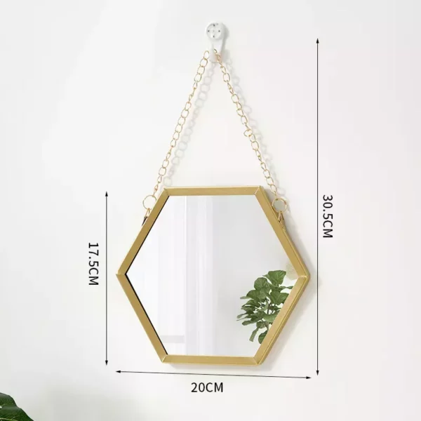 Hexagon Shape Decorative Mirror Wall Decor Makeup Hanging Mirror