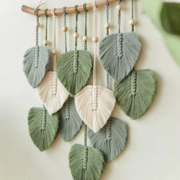 Handcrafted Bohemian Leaf Macrame Wall Hanging