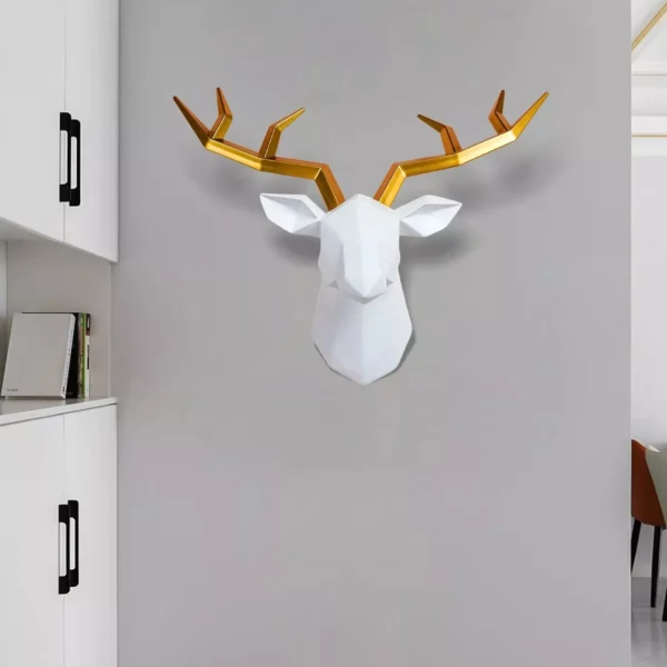 Modern 3D Resin Deer Head Wall Sculpture for Elegant Home Decor