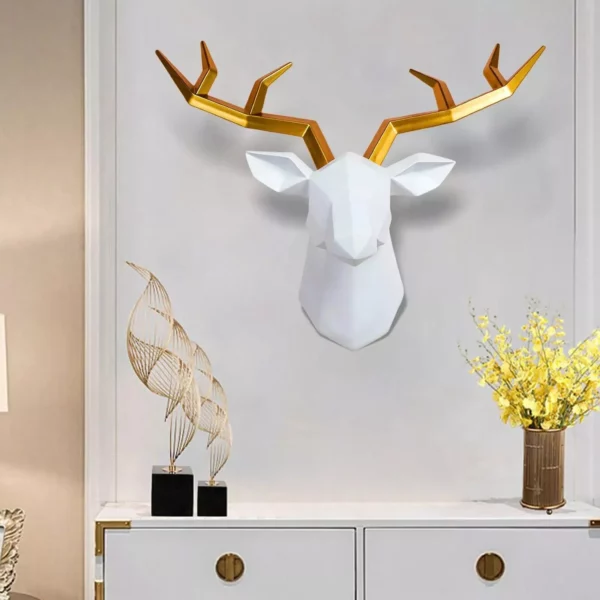 Modern 3D Resin Deer Head Wall Sculpture for Elegant Home Decor - Image 5