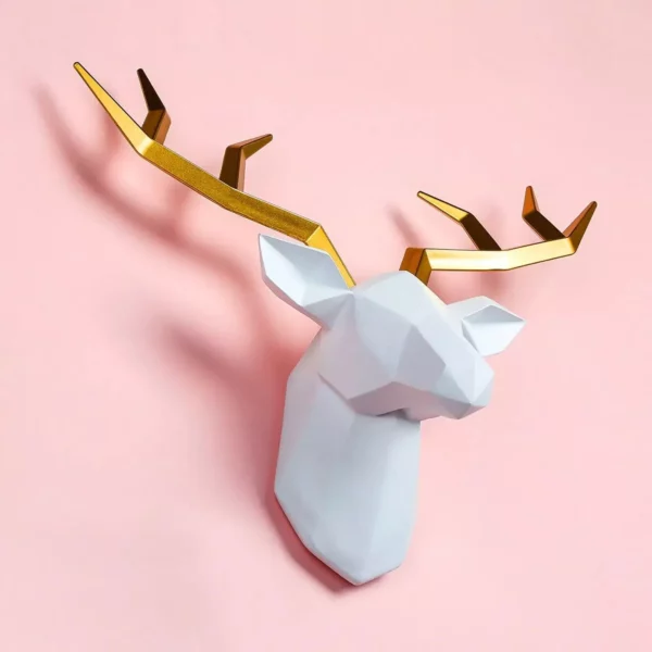 Modern 3D Resin Deer Head Wall Sculpture for Elegant Home Decor - Image 3