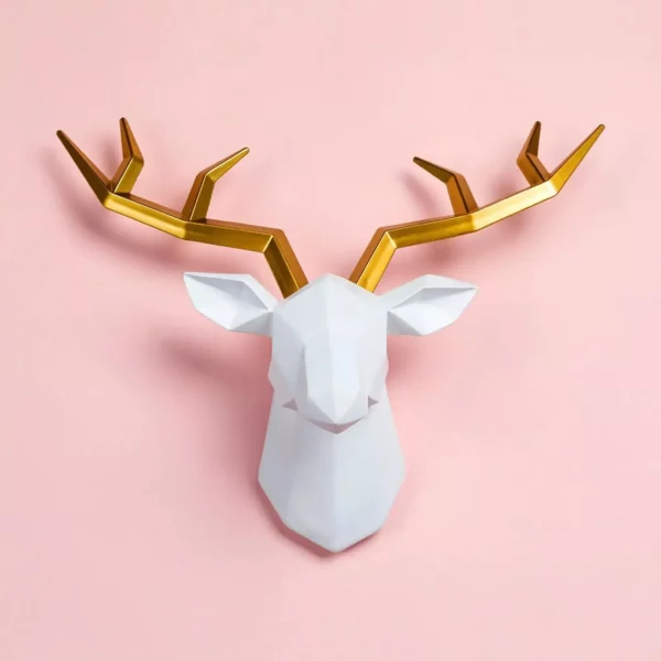 Modern 3D Resin Deer Head Wall Sculpture for Elegant Home Decor - Image 4