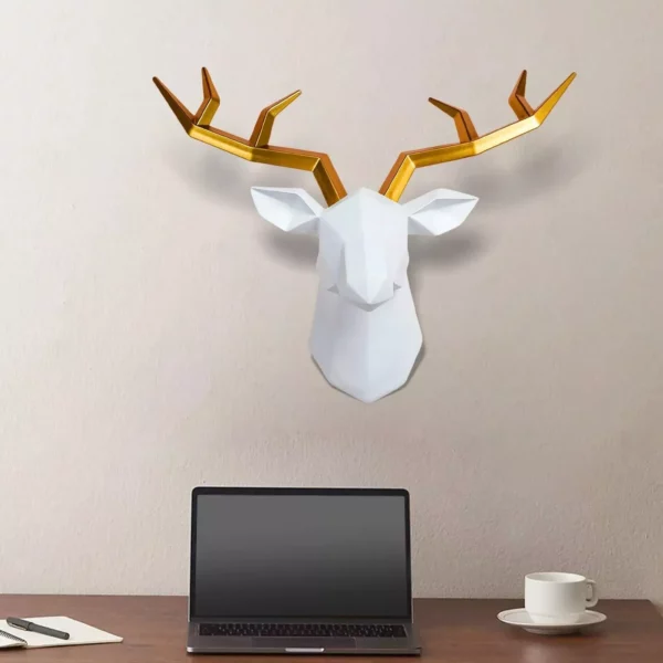 Modern 3D Resin Deer Head Wall Sculpture for Elegant Home Decor - Image 6