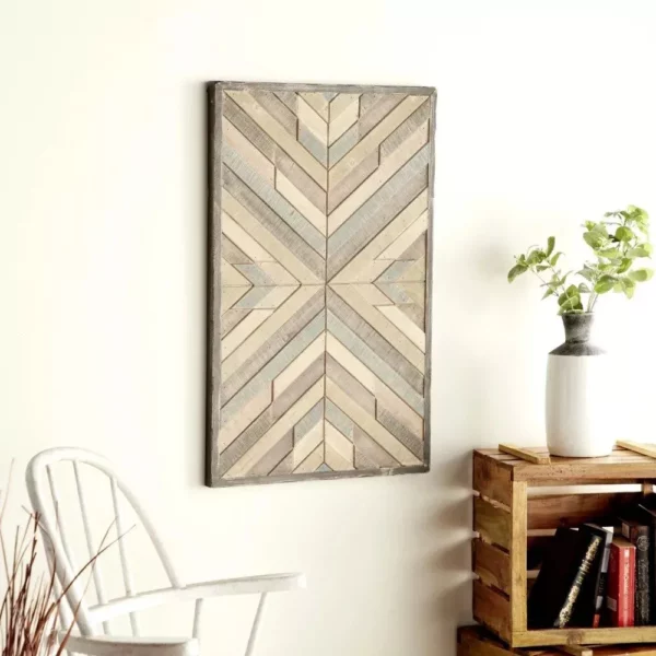 Handcrafted Southwestern Geometric Wooden Wall Plaque - Image 2