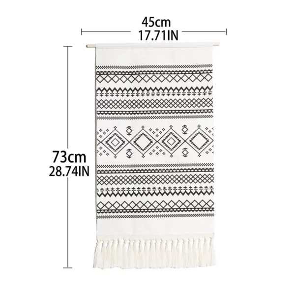 Bohemian Black & White Geometric Macrame Tapestry - Image 6