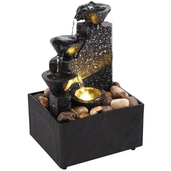 Tranquil Tabletop Waterfall Fountain with Soft LED Lights and Natural Ambience - Image 2