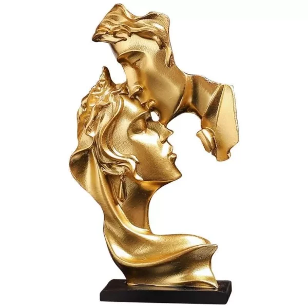 Golden Passionate Kiss Sculpture Luxury Resin Lovers Statue - Image 6