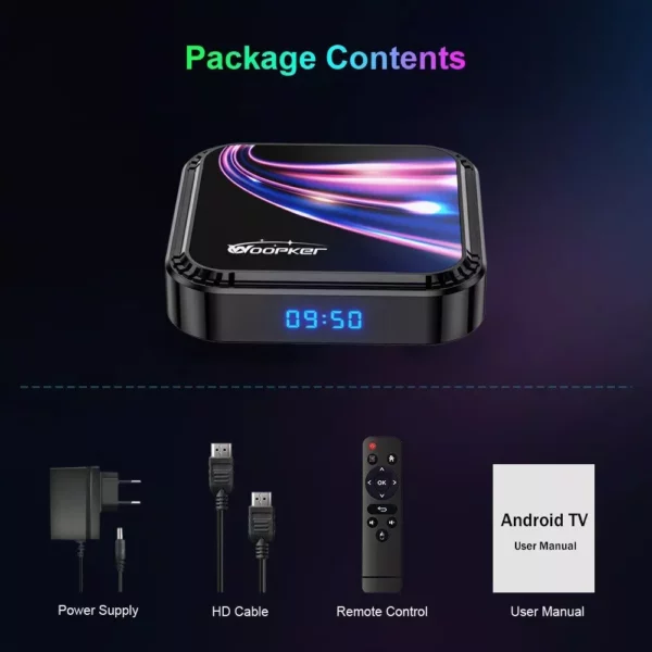 Android 13.0 TV Box – 8K UHD Video, Wi-Fi 6, Bluetooth 5.0 – Smart Streaming Media Player