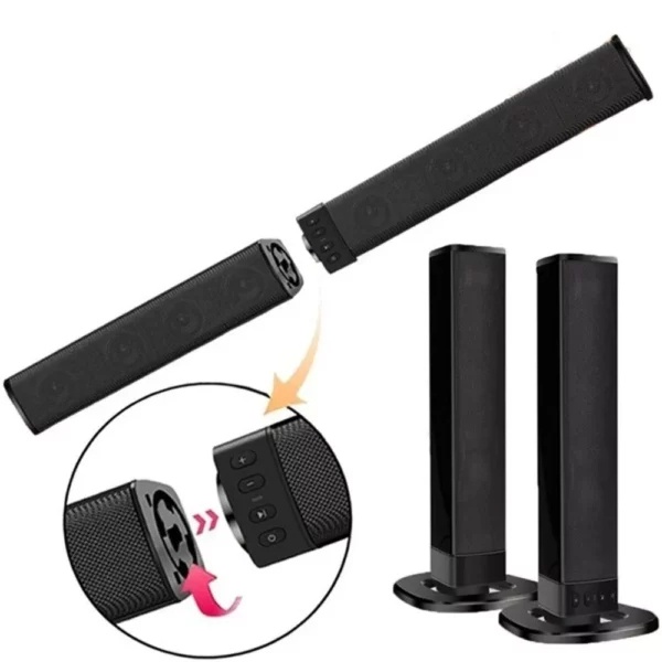 20W Detachable Bluetooth Soundbar with Subwoofer, Wired & Wireless, Home Theater 3D Surround Sound