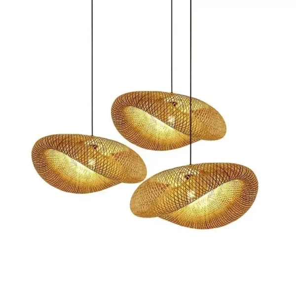 Elegant Bamboo Hand-Woven LED Pendant Light - Image 5